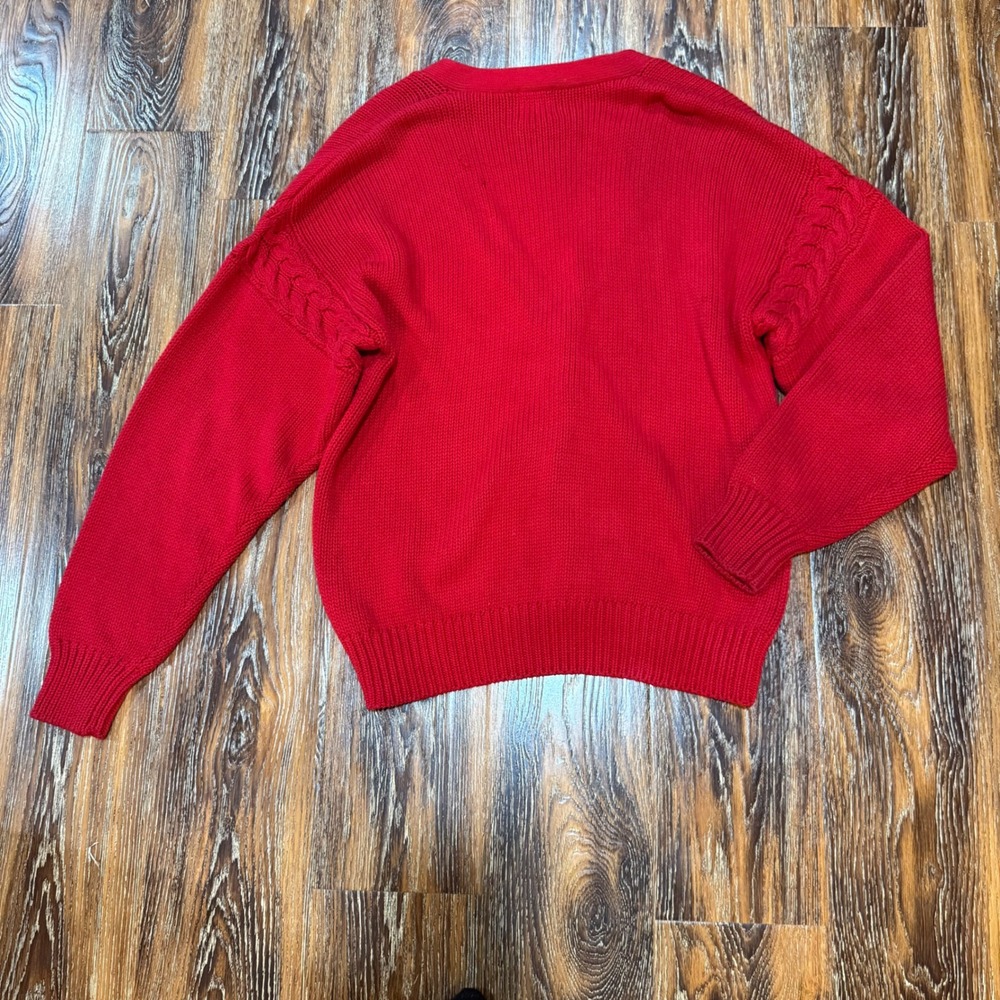 Vintage GAP Men Red Argyle Cotton Cardigan Sweater Medium V-Neck 90s Preppy FLAW - Picture 2 of 6